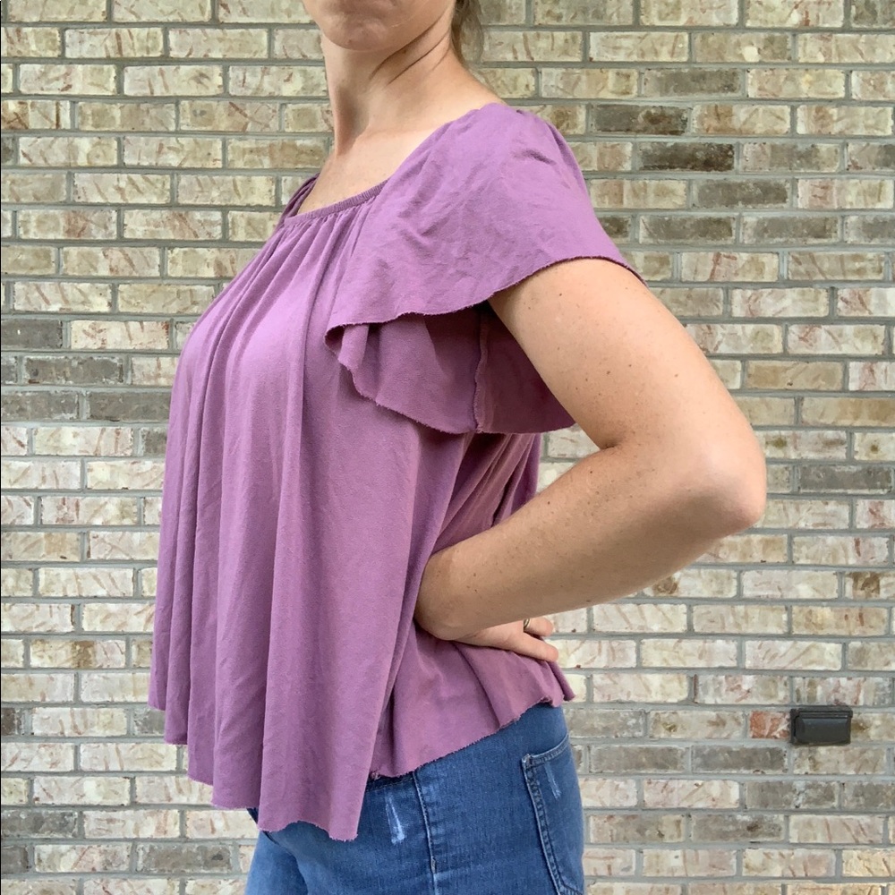 Purple Off Shoulder Peasant Style Top